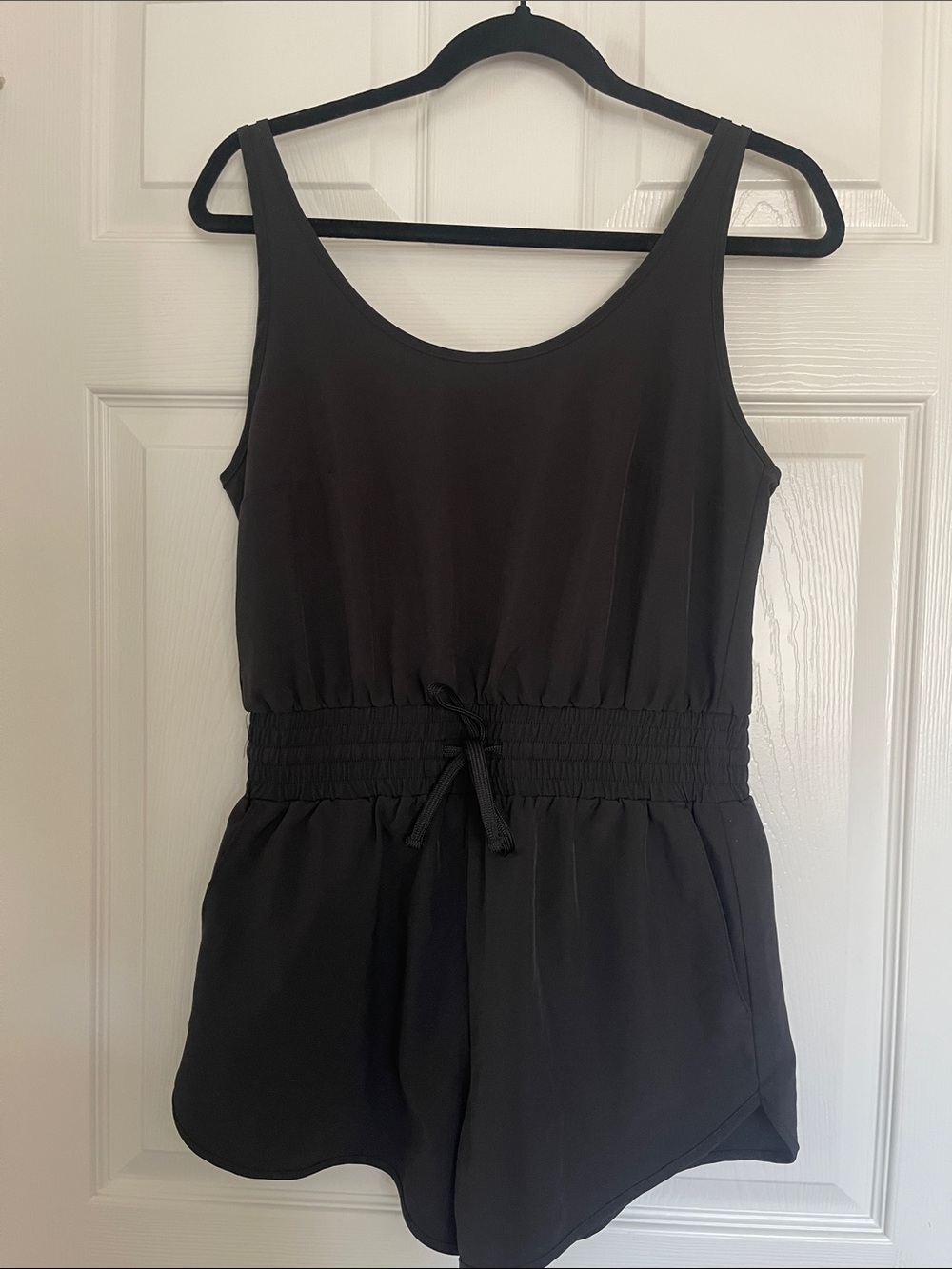Black Sleeveless Drawstring Waist Romper